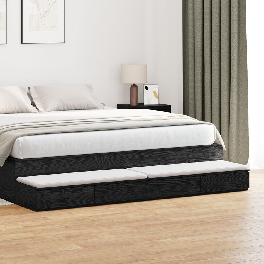 Bedladen Zwart 200X36,5X16,5 Cm Bewerkt Hout Zwart eiken 200 x 36.5 x 16.5 cm