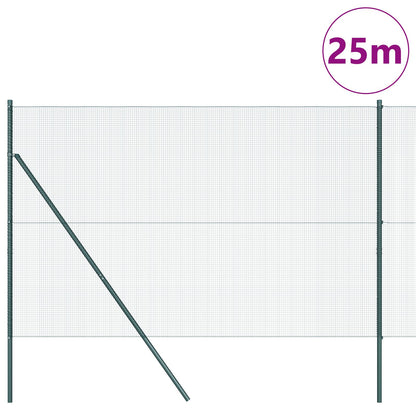 Gelaste Draadhek Met 13 Posts Groen 1.6X25 M Staal Gegalvaniseerd Staal