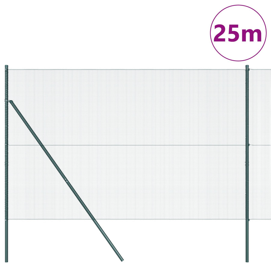 Gelaste Draadhek Met 13 Posts Groen 1.6X25 M Staal Gegalvaniseerd Staal