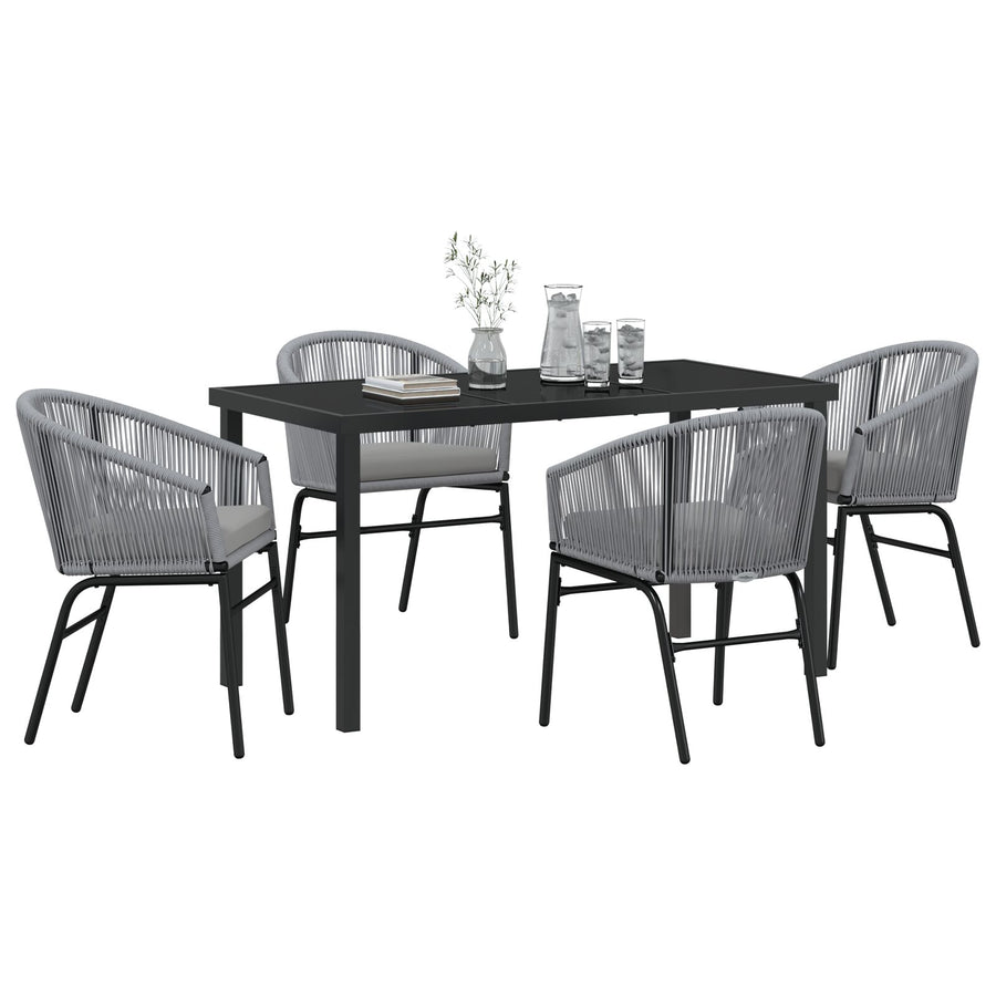 5-Delige Tuin Eetset Grijs Poly Rattan