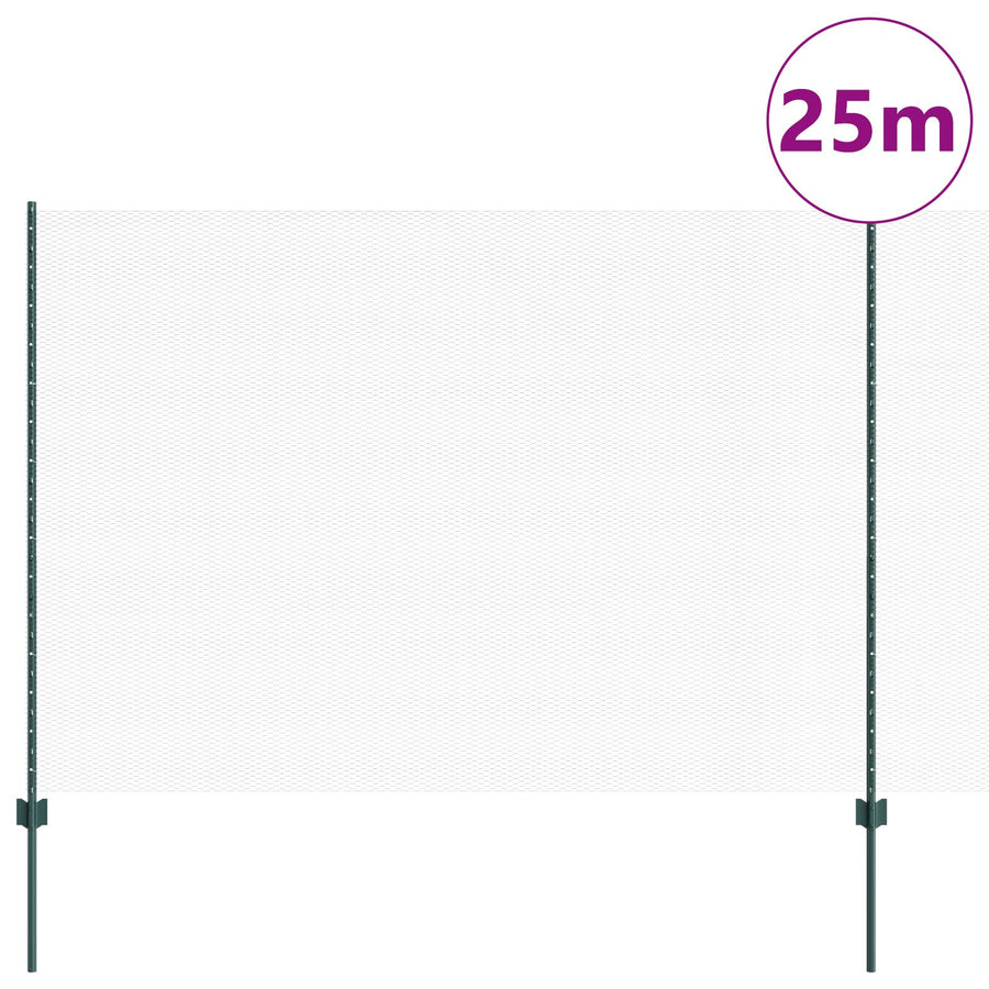 Hekpalen 11 Stuks U-Kanaal Groen 160 Cm Staal,  Hexagonaal Hek Groen 1,6X25 M Staal