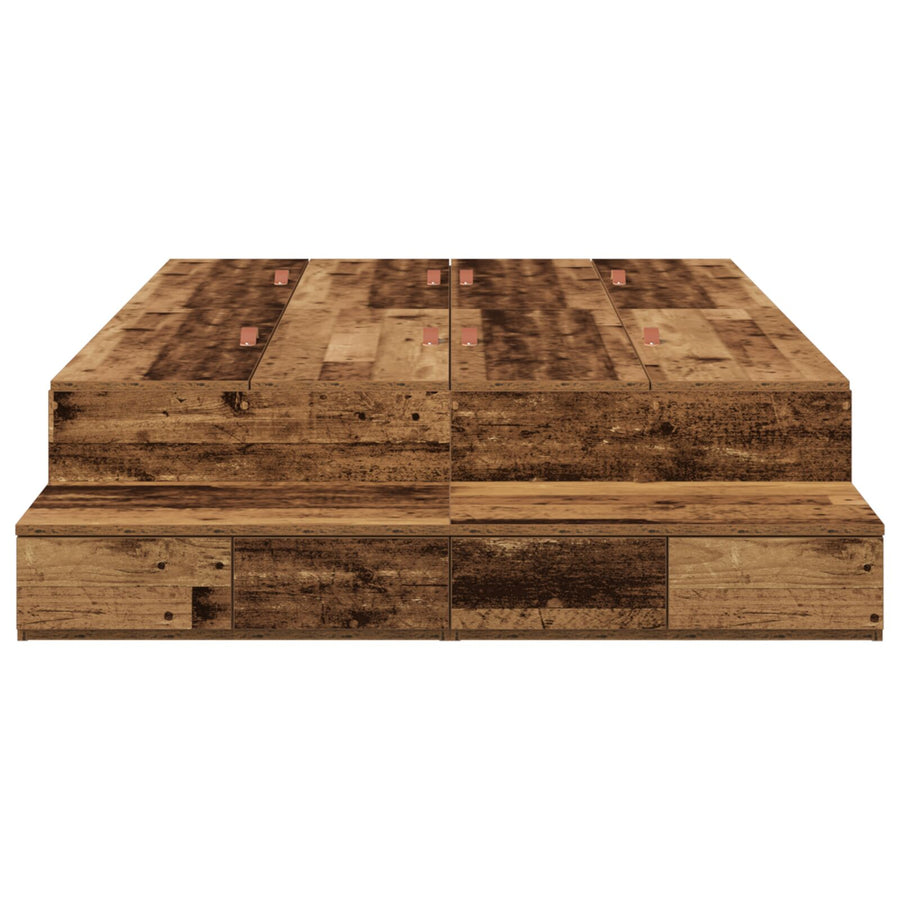 Opslagbedframe Oude Hout Massief Hout 120 X 190 Cm Opslagbedframe Artisanaal Eiken