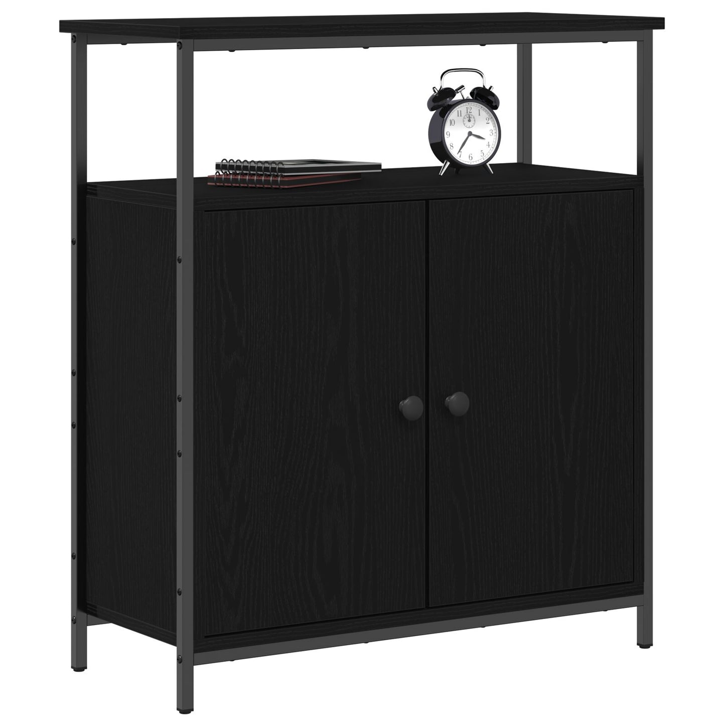 Wandkast Zwart Eiken 69,5X34X90 Cm Geengineerd Hout