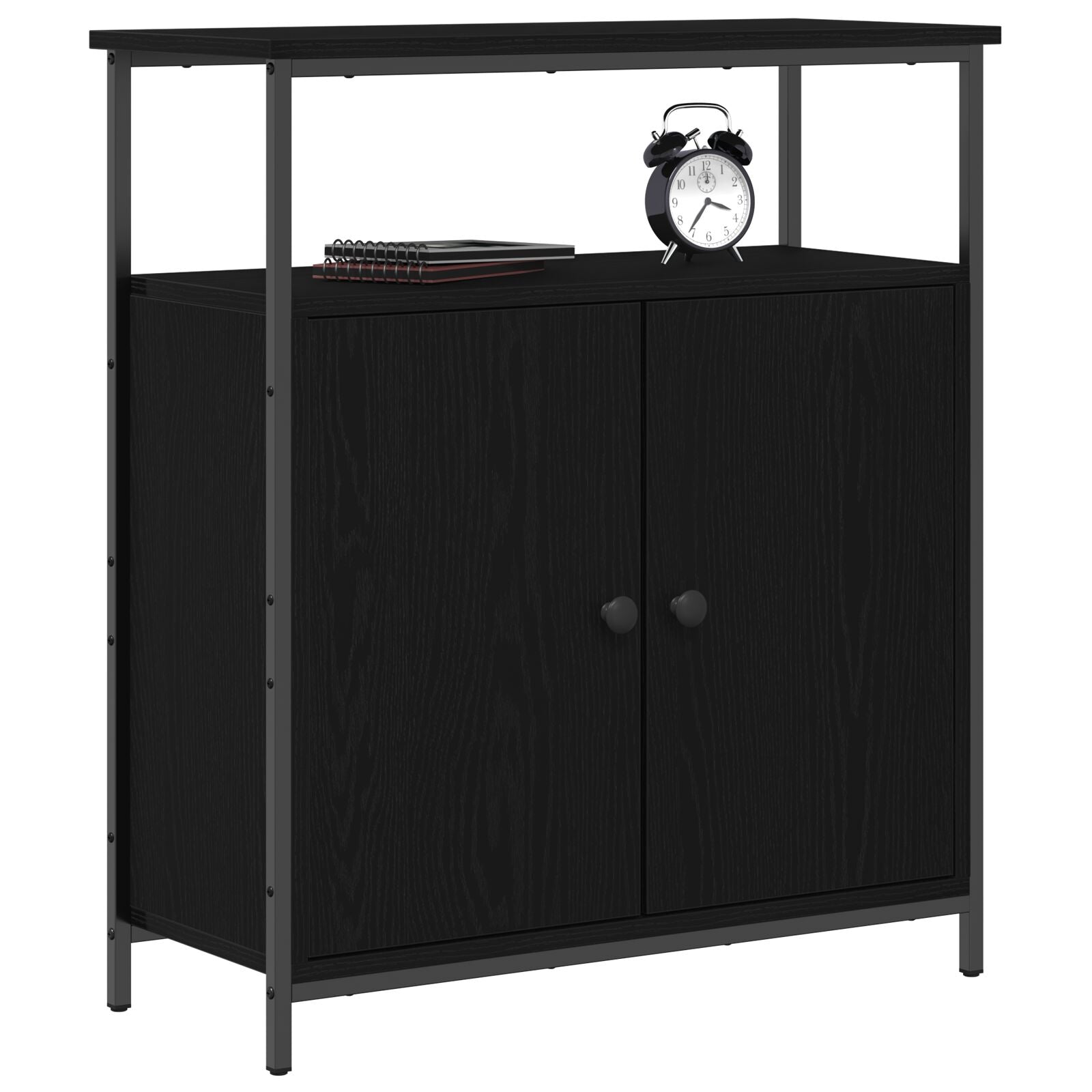 Wandkast Zwart Eiken 69,5X34X90 Cm Geengineerd Hout