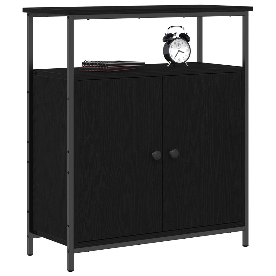 Wandkast Zwart Eiken 69,5X34X90 Cm Geengineerd Hout