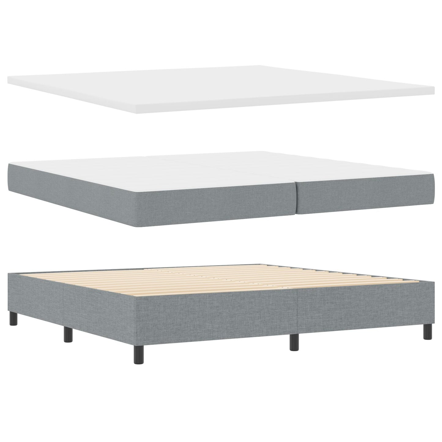Boxspringbed Met Matras Stof Lichtgrijs 200 x 200 cm Lijnen ontwerp
