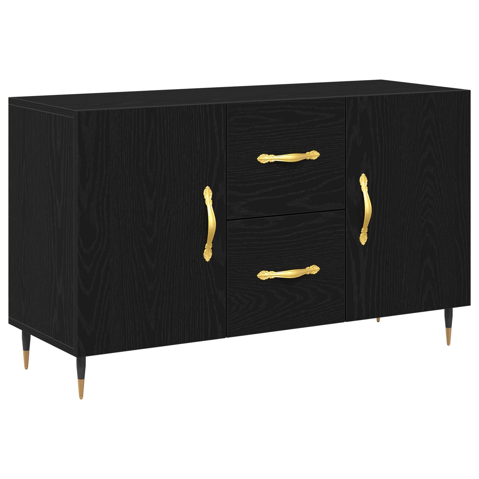 Dressoir Zwart Eiken 100X36X60 Cm Gelaagd Hout