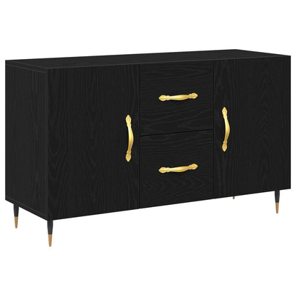 Dressoir Zwart Eiken 100X36X60 Cm Gelaagd Hout