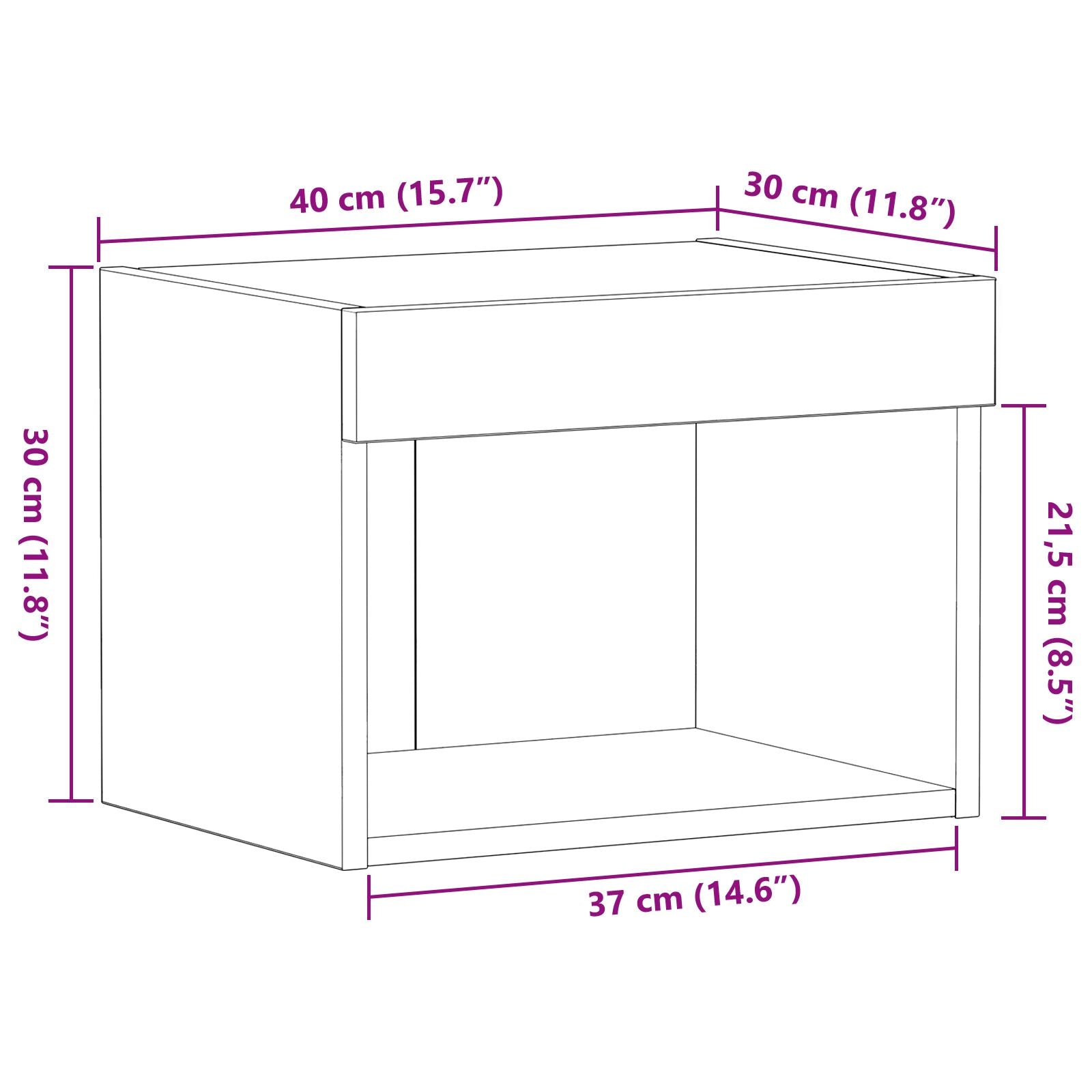 Wandkast Met Led-Verlichting Oud Hout 40X30X30 Cm