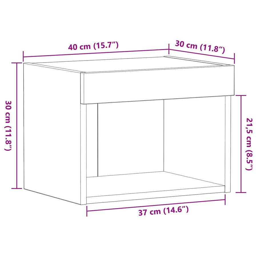 Wandkast Met Led-Verlichting Oud Hout 40X30X30 Cm
