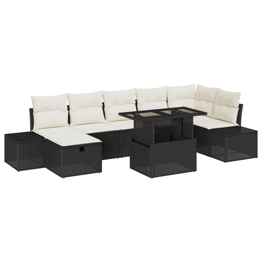 8 Delige Tuin Sofa Set Met Kussens Zwart Poly Rattan Wit