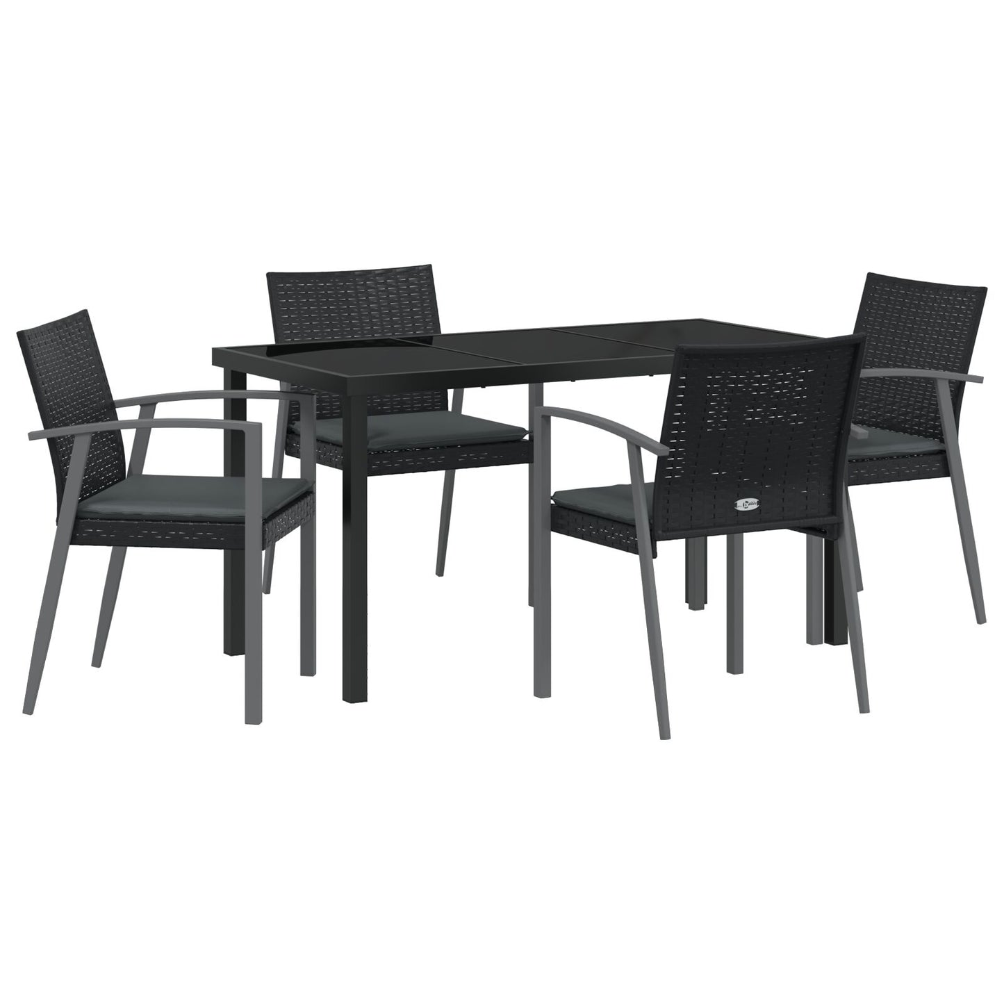 Set Van 3 Zwart Pe Rattan, Staal 56,5X57X83 Cm Duurzaam