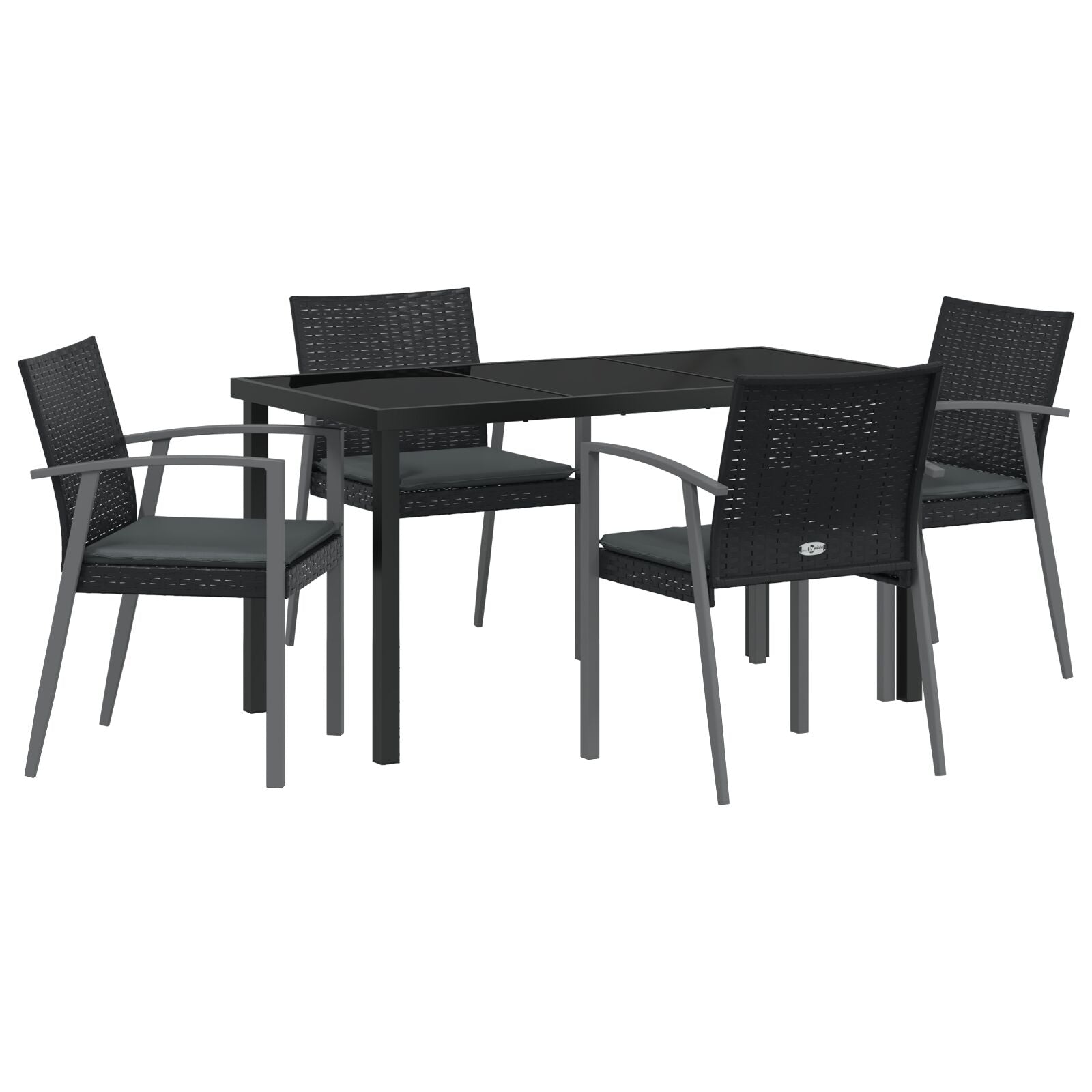 Set Van 3 Zwart Pe Rattan, Staal 56,5X57X83 Cm Duurzaam