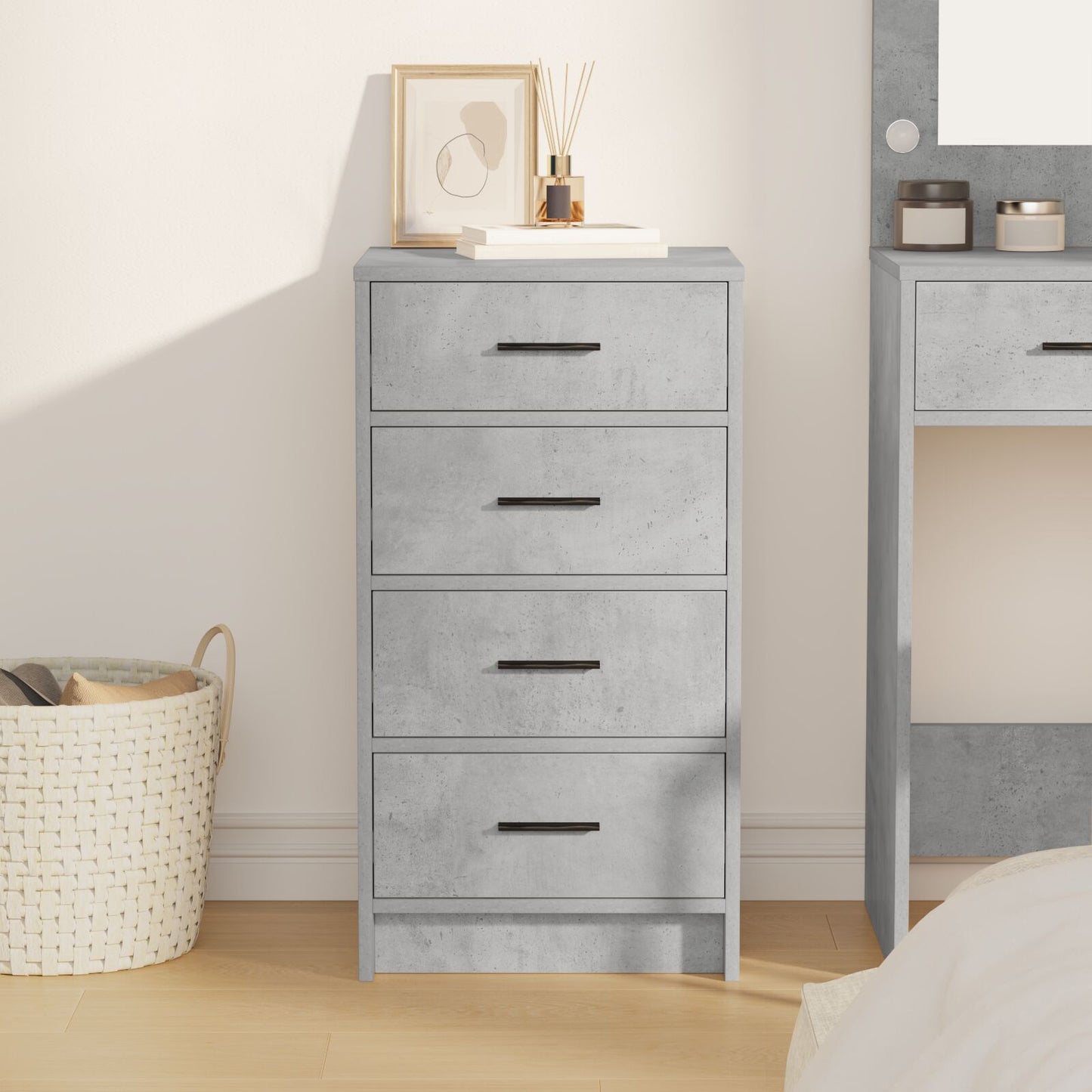 Sideboard 40X41X75 Cm Bewerkt Hout Betonnen grijs