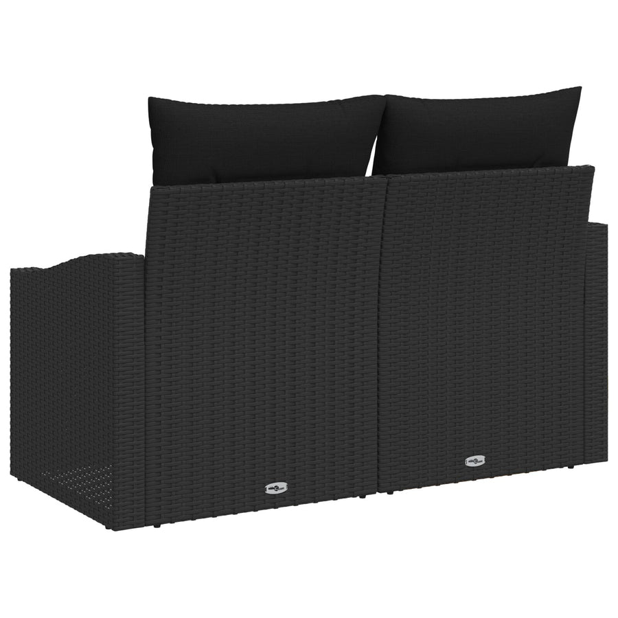 2-Zits Tuinsofa & Kussens Poly Rattan Zwart met opslag