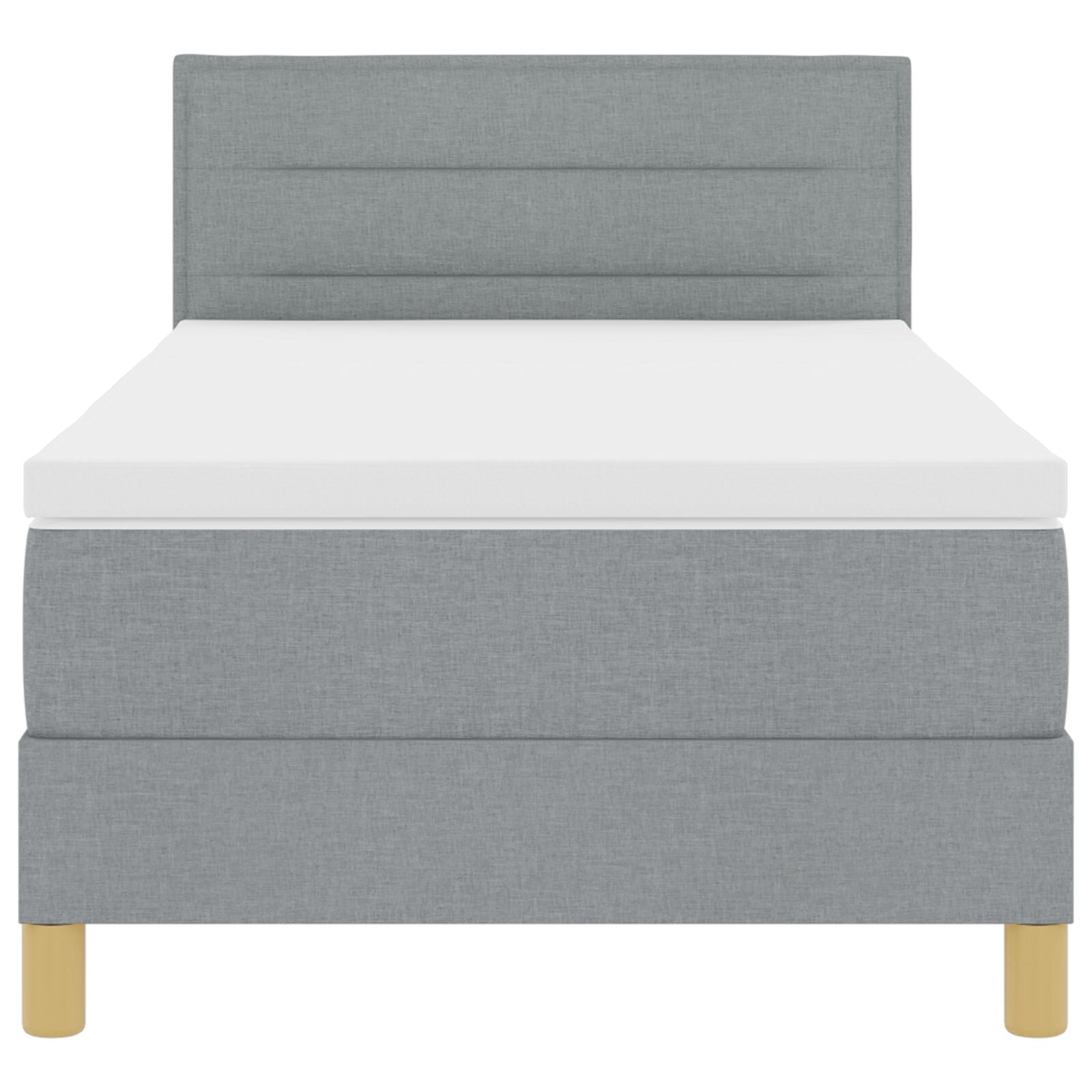 Boxspring Bed Met Matras Stof Lichtgrijs 90 x 200 cm Lijnen ontwerp