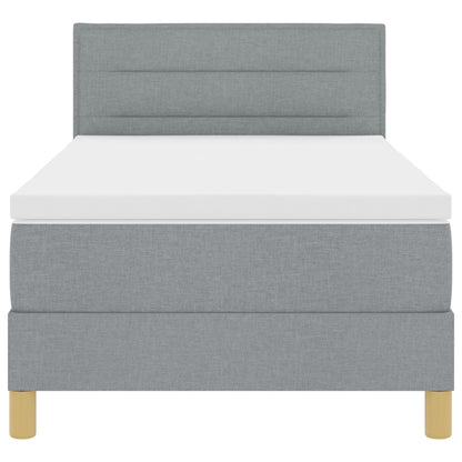 Boxspring Bed Met Matras Stof Lichtgrijs 90 x 200 cm Lijnen ontwerp
