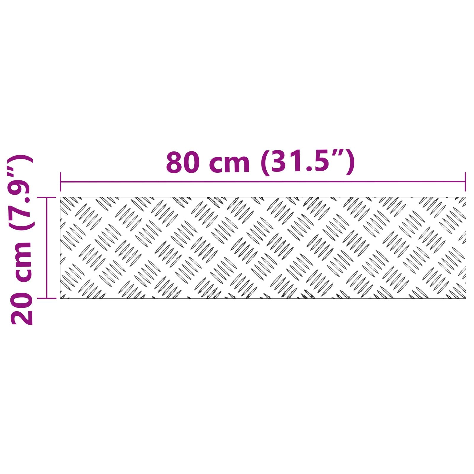 Aluminium Geruite Platen 4 Stuks Anti-Slip 80X20 Cm 80 x 20 x 0.3 cm Rechthoekig
