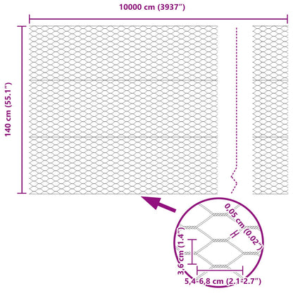 Hekpalen 22 St U-Kanaal 140 Cm Gegalvaniseerd Staal,  Hexagon Hek 1.4X100 M Gegalvaniseerd Staal