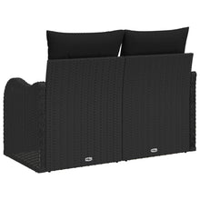 2-Zits Tuinbank Met Kussens Poly Rattan Zwart zonder opslag