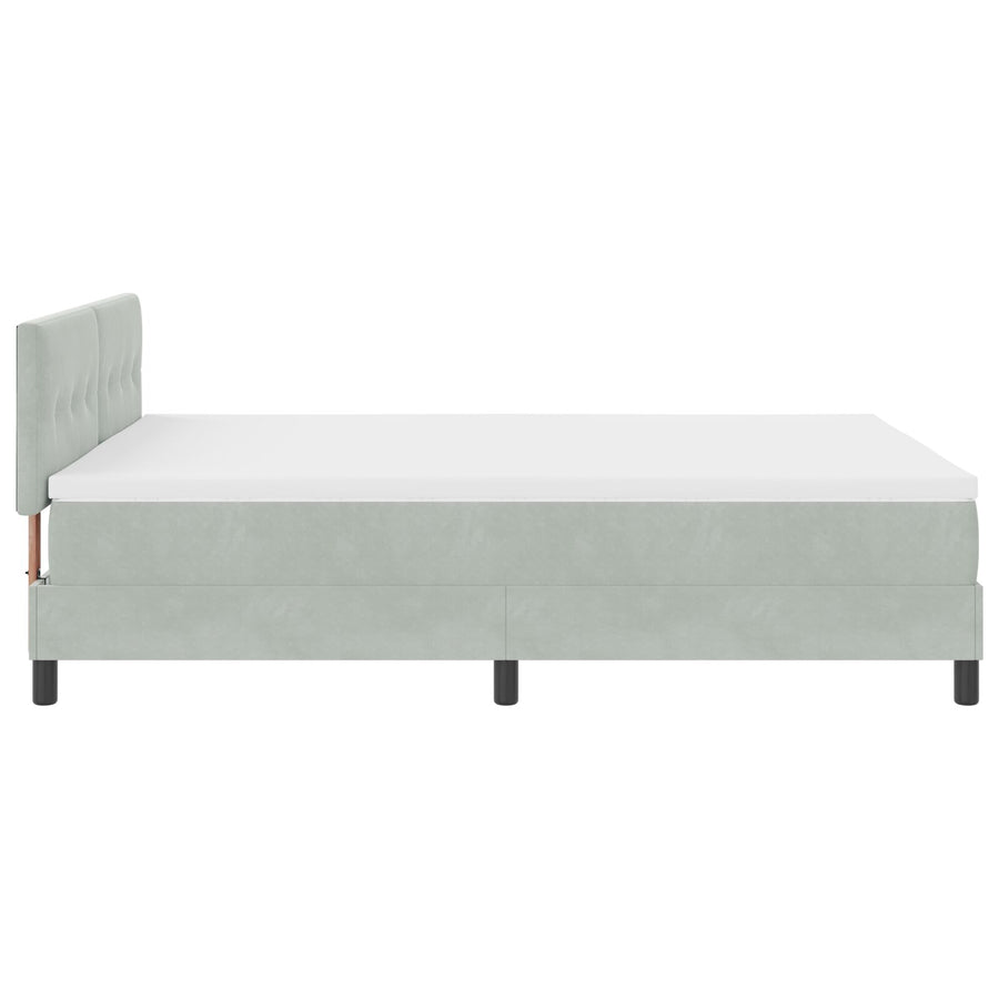 Boxspringbed Met Matras Lichtgrijs 140X190 Cm Fluweel Blauw