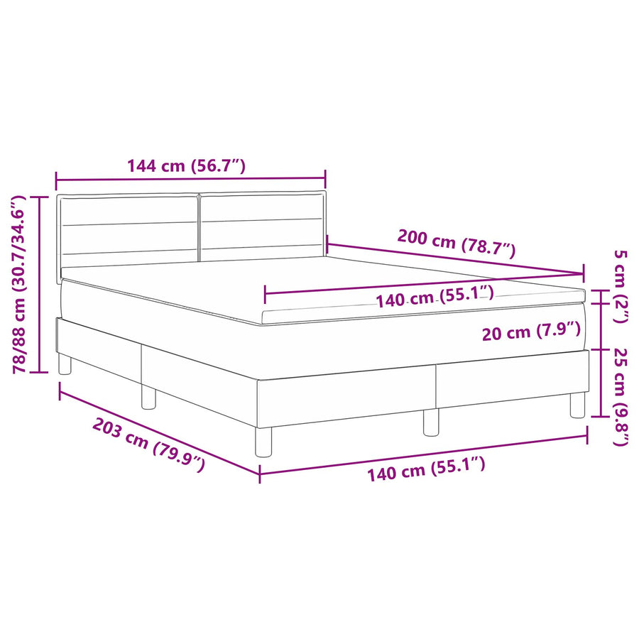 Boxspring Bed Met Matras Stof Zwart 140 x 200 cm Lijnen ontwerp