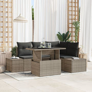 Tuinset polyrattan 5-delig grijs