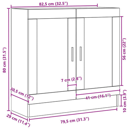 Boekenkast Zwart Eiken 82,5X30,5X80 Cm Gelaagd Hout