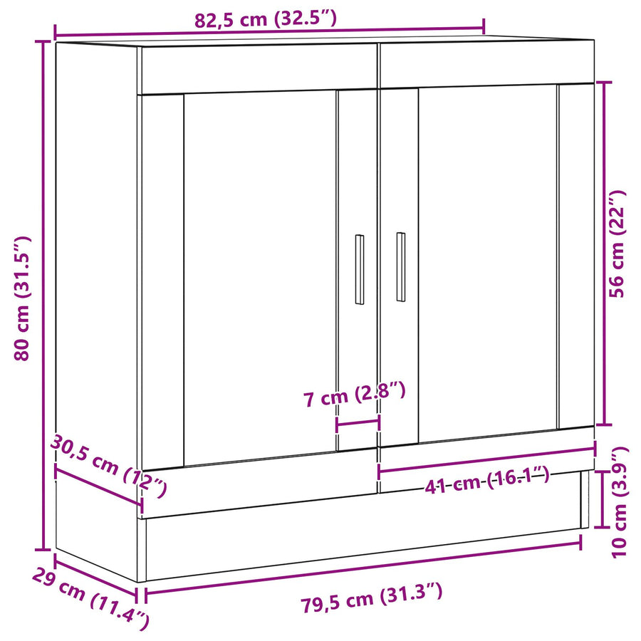 Boekenkast Zwart Eiken 82,5X30,5X80 Cm Gelaagd Hout