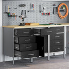 Werkbank set 3-delig zwart grijs 150x55x85 cm gelaagd hout staal