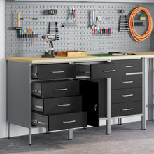 3-Delige Werkcabinet Set Zwart En Grijs Gelaagd Hout En Staal