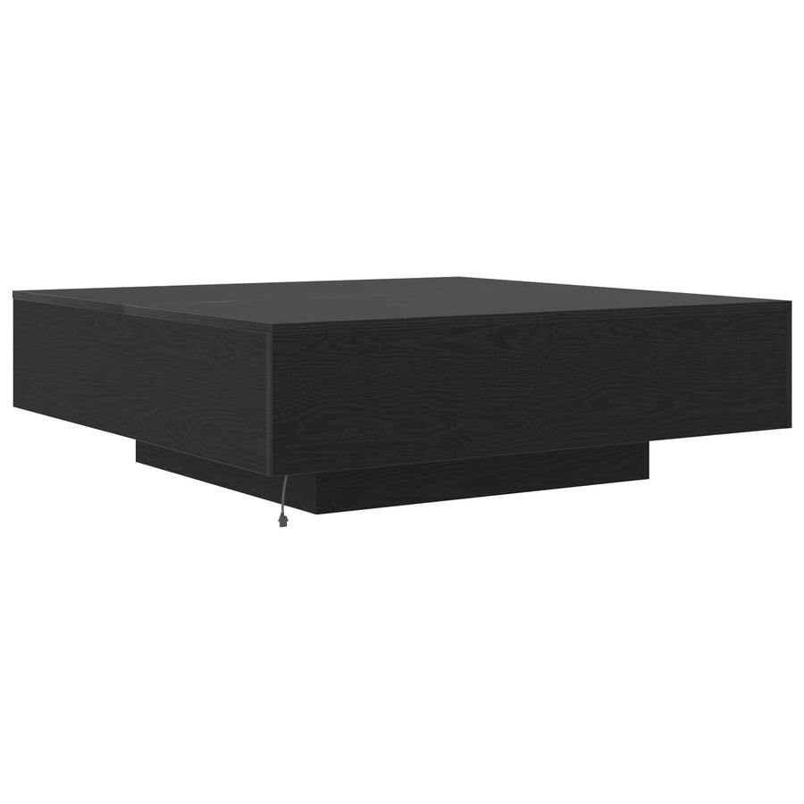 Salontafel Met Led-Verlichting Zwart Eiken 100X100X31 Cm