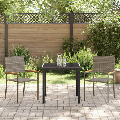 3-Delige Tuin Eetset Grijs Poly Rattan