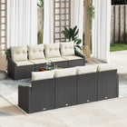 Garden Bench Set with Storage 9 pcs Black and Cream poly rattan