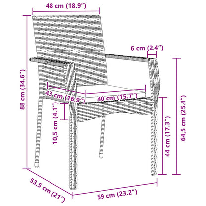 5-Delige Tuin Eetset Met Kussens Zwart Poly Rattan