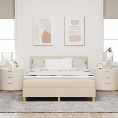 Boxspringbed Met Matras Stof Crème 140 x 200 cm Knoop-tufted