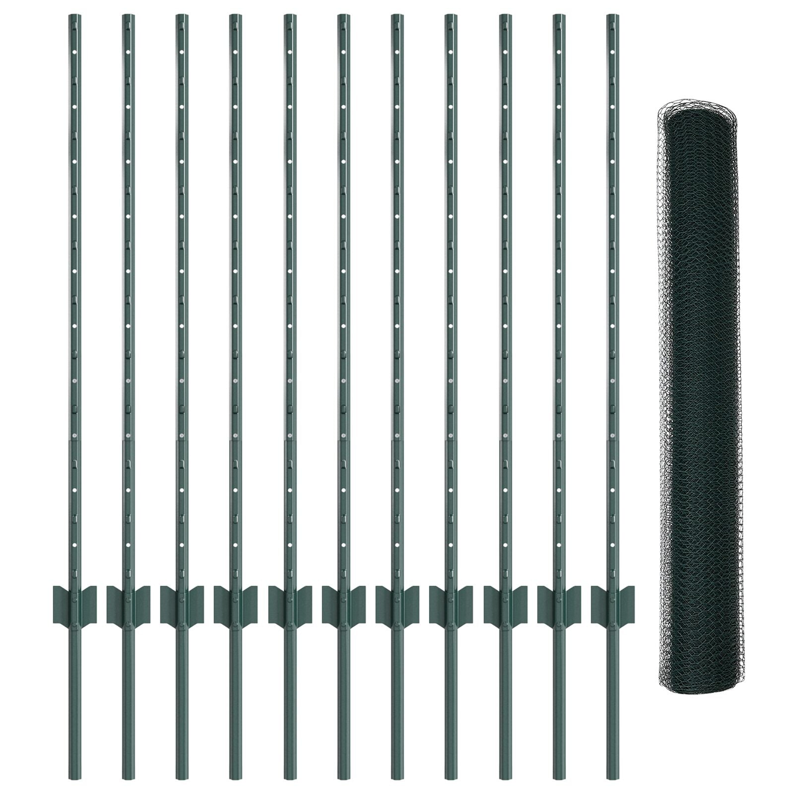 Tuinhek Set Set van 2 Groen Metaal, Kunststof 25 x 1 m hek