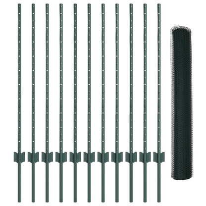 Tuinhek Set Set van 2 Groen Metaal, Kunststof 25 x 1 m hek