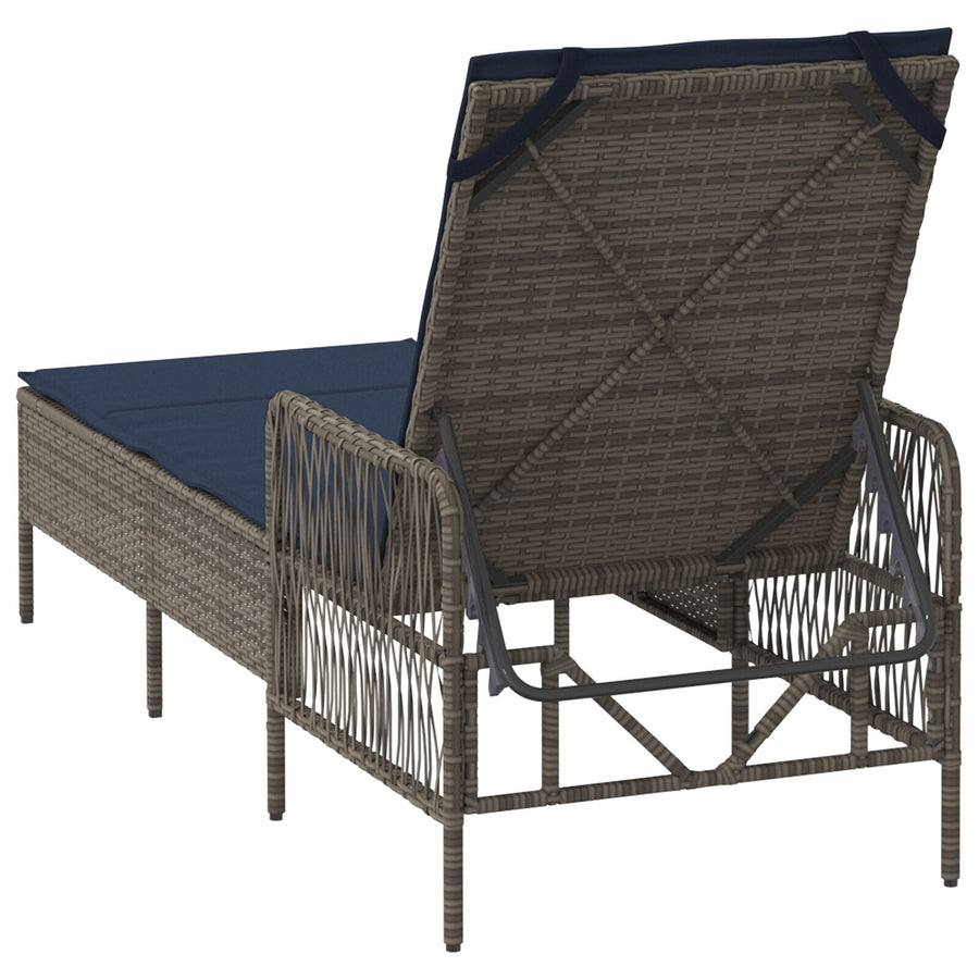 Zonnebank Grijs Pe Rattan 157 X 55 X 92 Cm Inklapbaar Zonnebank