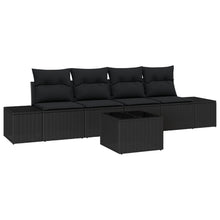 5-Delige Tuinsofa Set Met Kussens Zwart Poly Rattan