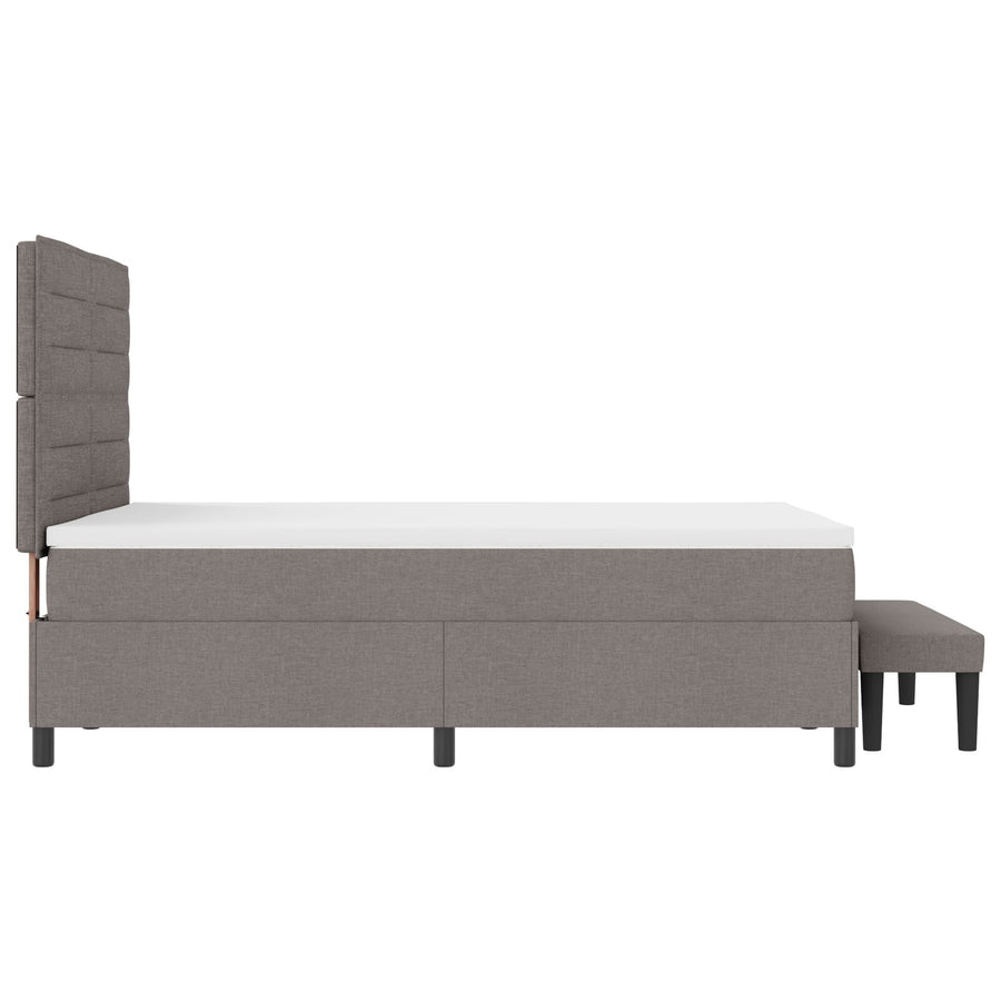 Boxspring Bed Met Matras & Bench Stof Taupe 140 x 190 cm Lijnen ontwerp