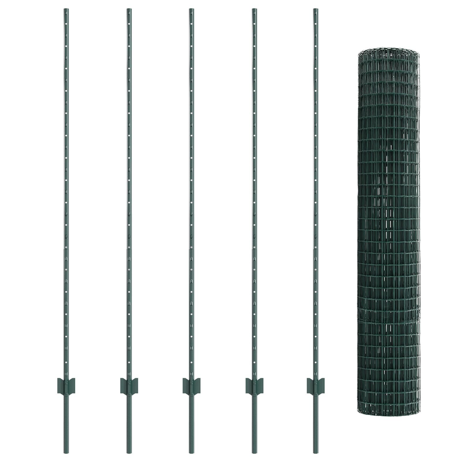 Tuinomheining Set Set Van 2 Groen Gepoedercoat Staal