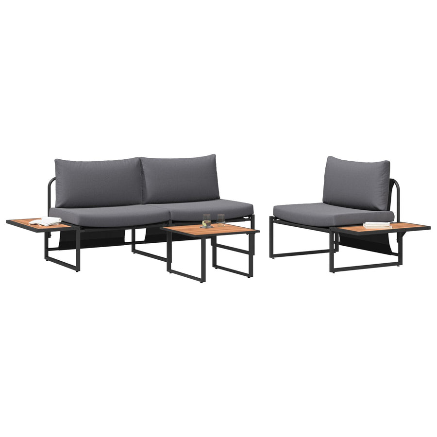 3-Delige Tuinsofa Set Met Anthraciet Kussens