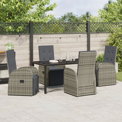 5-Delig Tuin Eetset Met Kussens Grijs Poly Rattan