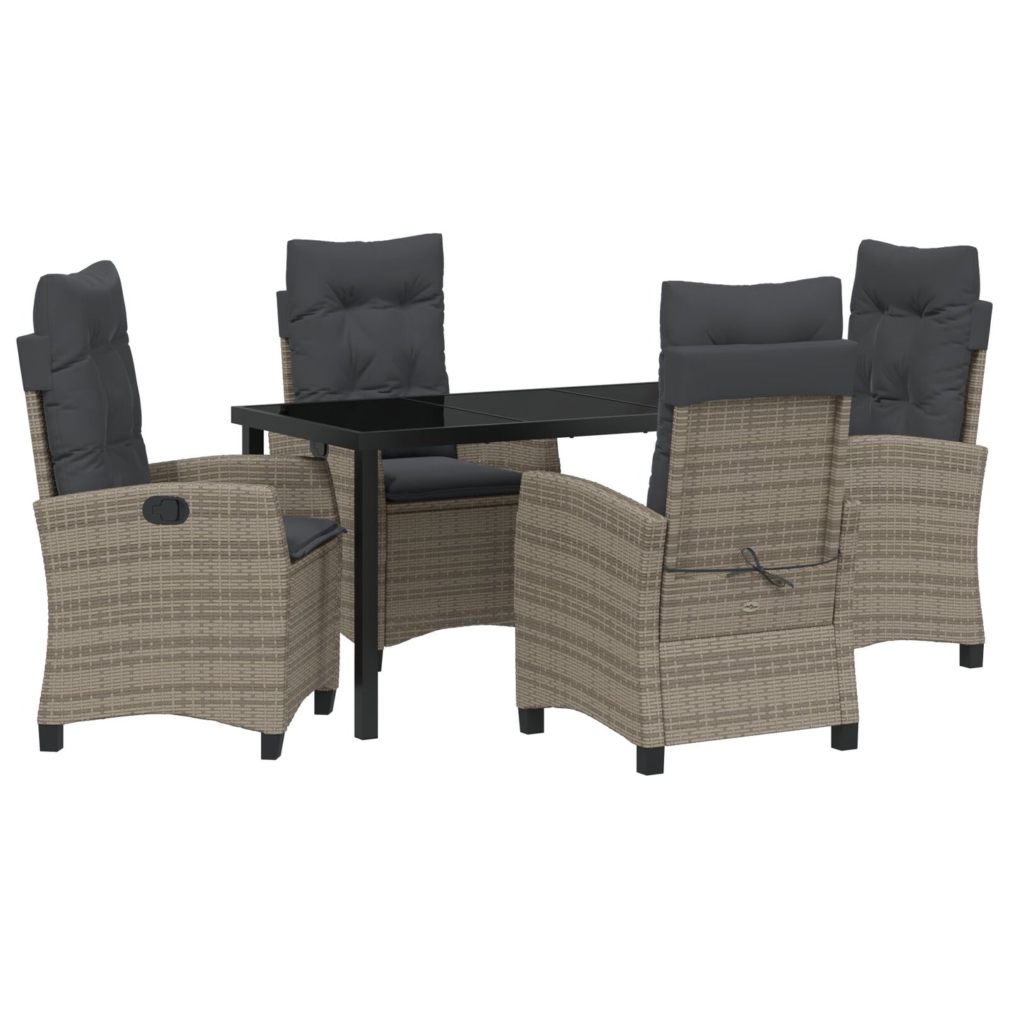 5-Delige Tuin Eetset Met Kussens Grijs Poly Rattan