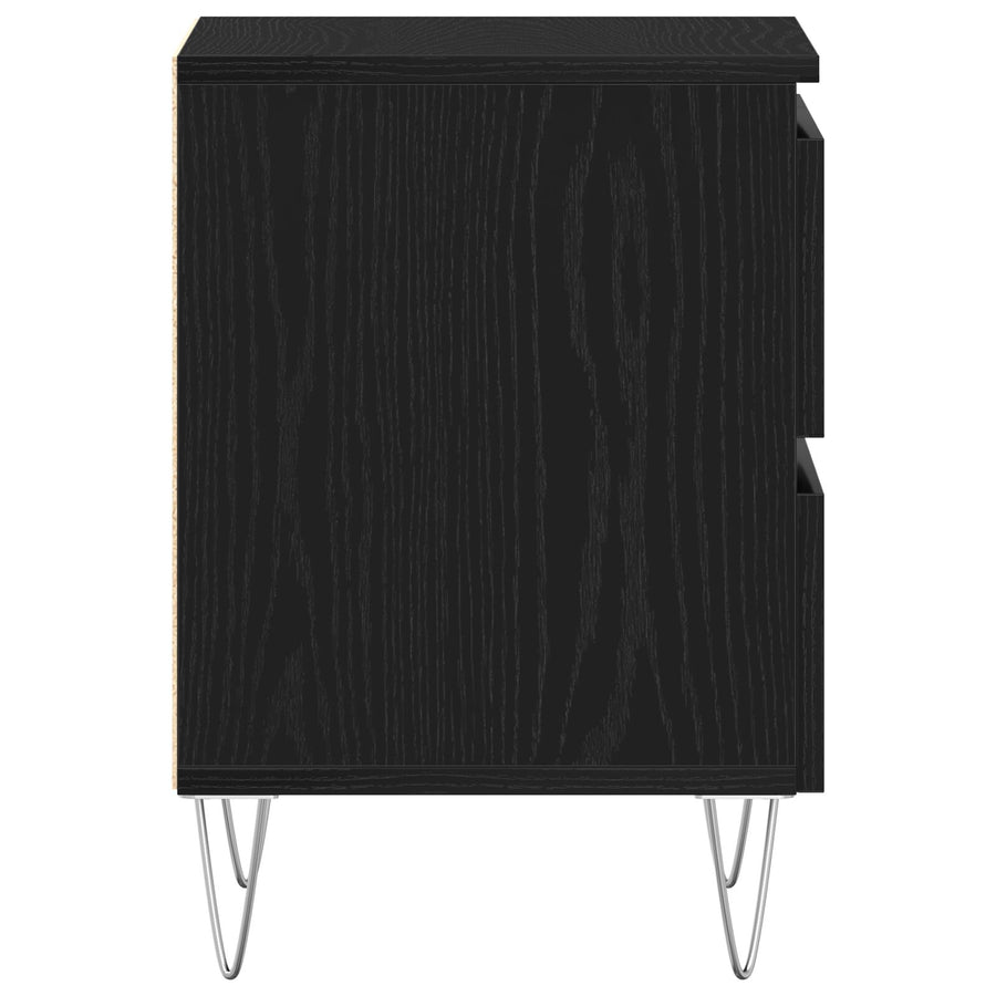 Nachtkasten 2 Stuks Zwart Eiken 40X35X50 Cm Gefabriceerd Hout