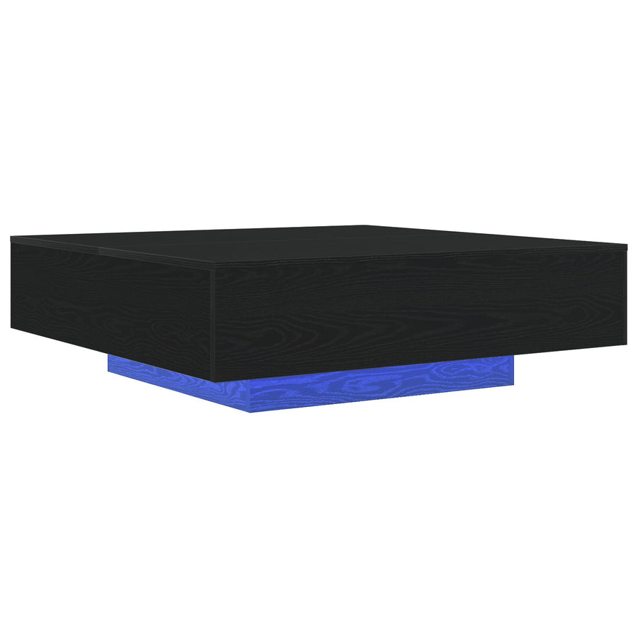 Salontafel Met Led-Verlichting Zwart Eiken 100X100X31 Cm