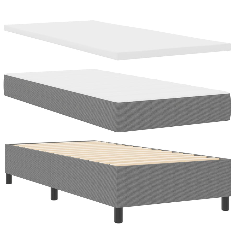 Boxspringbed Met Matras Lichtgrijs 80X200 Cm Corduroy Stof