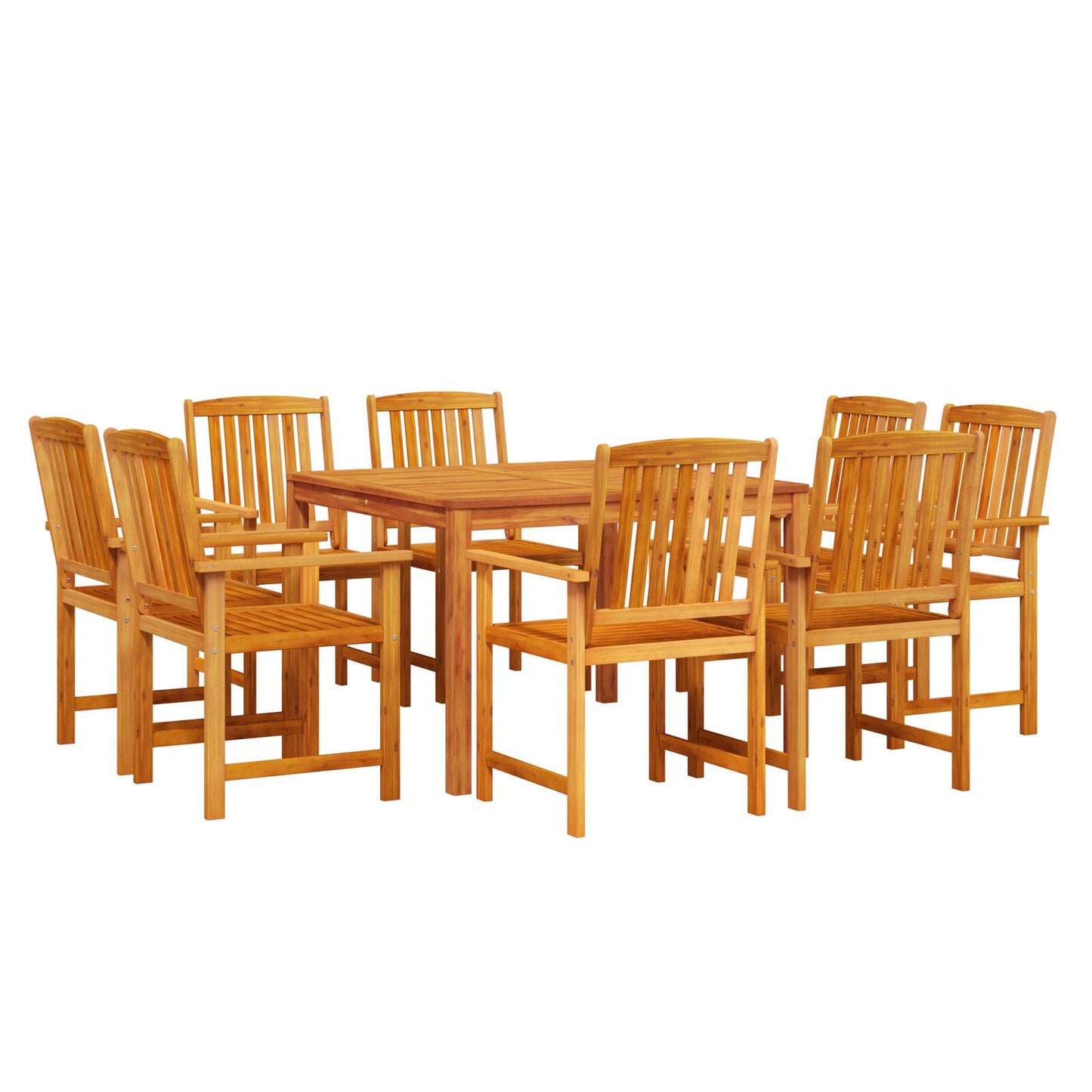 9-Delige Tuin-Eettafel Set Van Massief Acaciahout 8-Persoons Tafellengte 180 cm