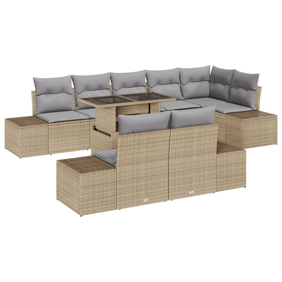 Tuin Sofa Set Set Van 9 Grijs En Beige Rattan En Polyester